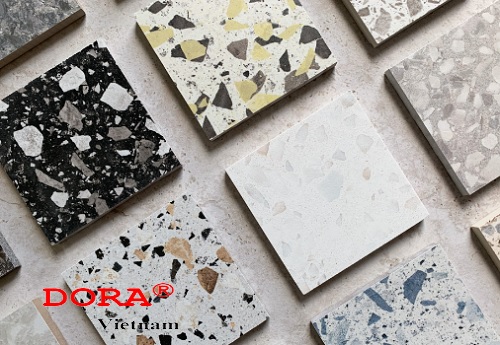 Gạch Terrazzo được tạo thành từ việc trộn nhựa hoặc vữa với các hạt đá tự nhiên nhỏ