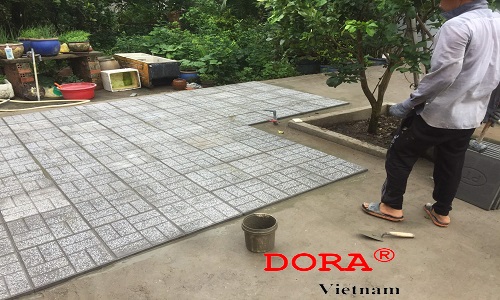 lót gạch terrazzo xám