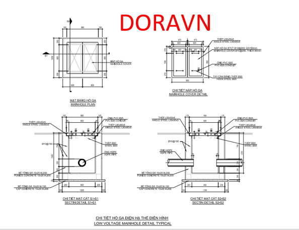 Bản vẽ hố ga điện