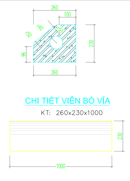 bản vẽ bó vỉa 23 x 26